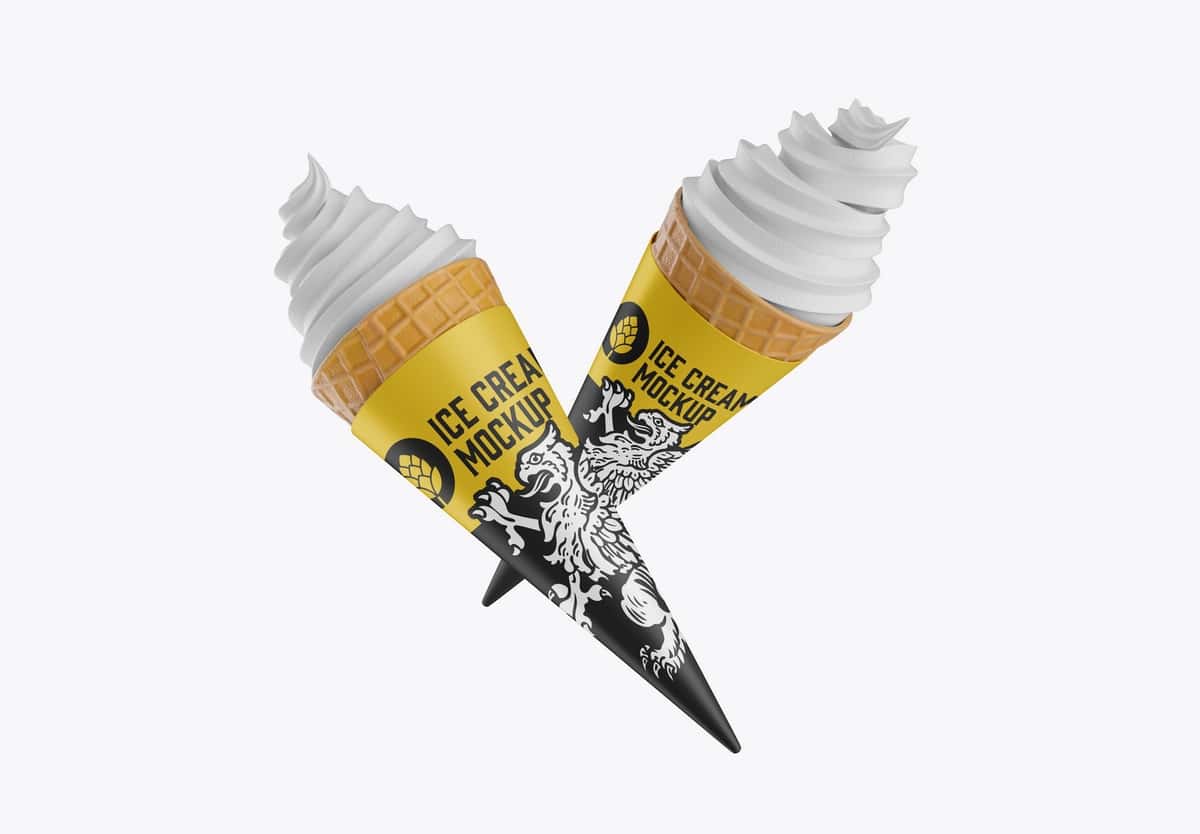 Yumshoq muzqaymoqning maketi | Soft ice cream cone mockup 1