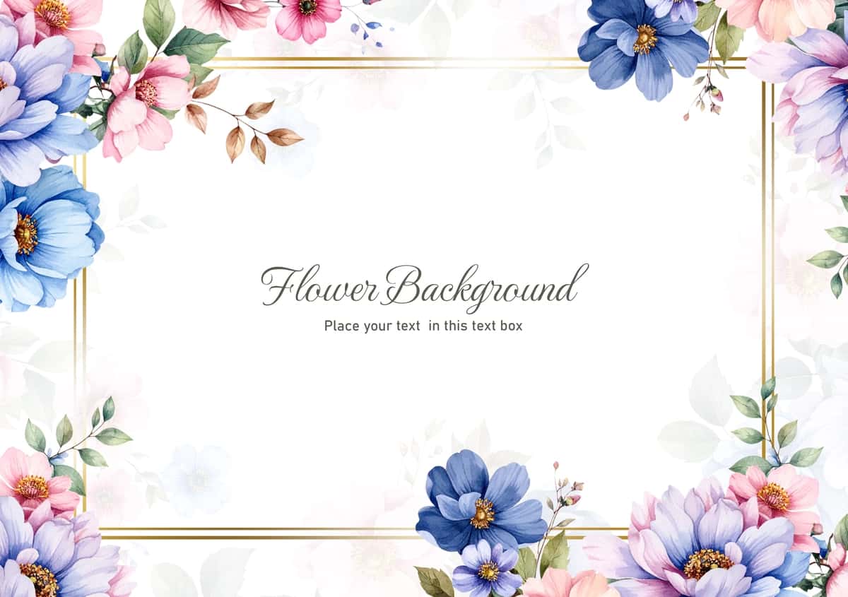 Naqshinkor akvarel gulli ramkali taklifnoma kartalari | Elegant watercolor floral frame invitations cards 1