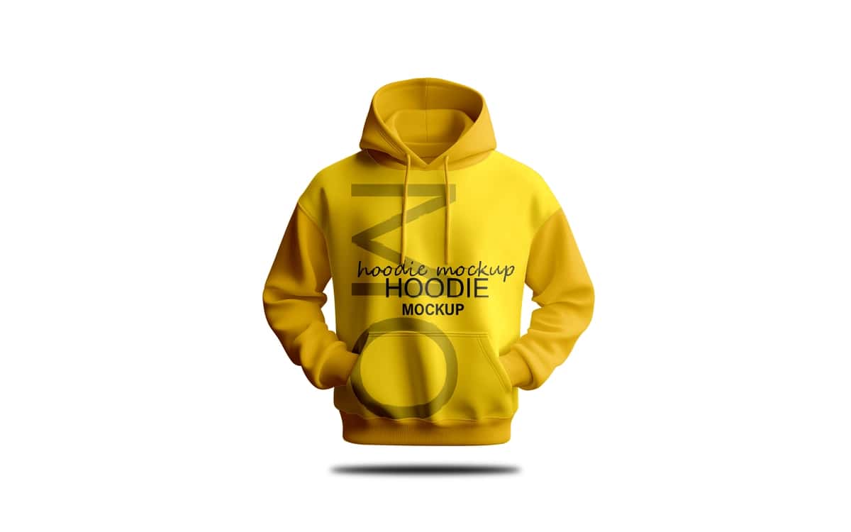 Sariq qalpoqli maket | Yellow hoodie mockup 1