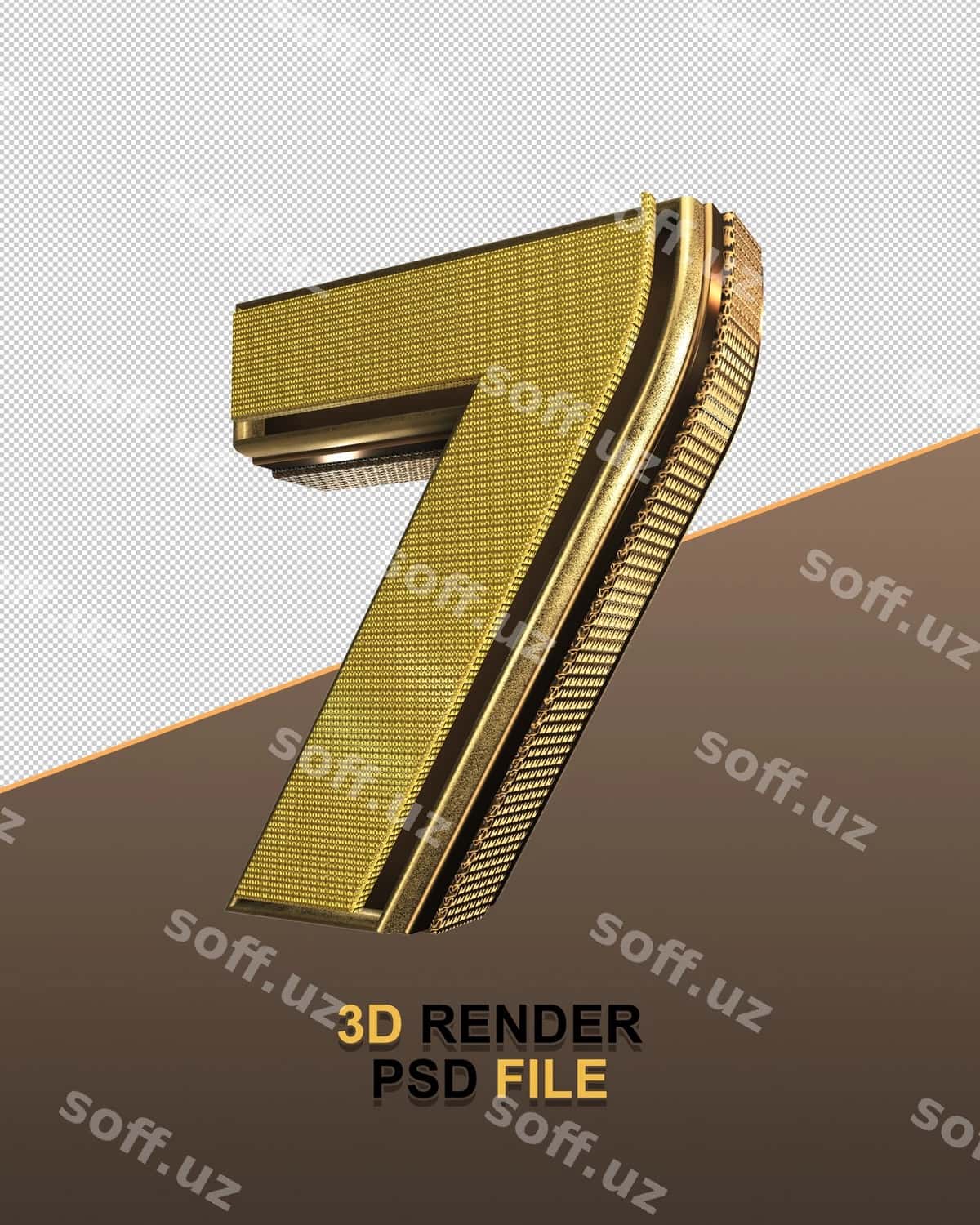 3d model oltin raqam 7 | 3d model golden number 7 1