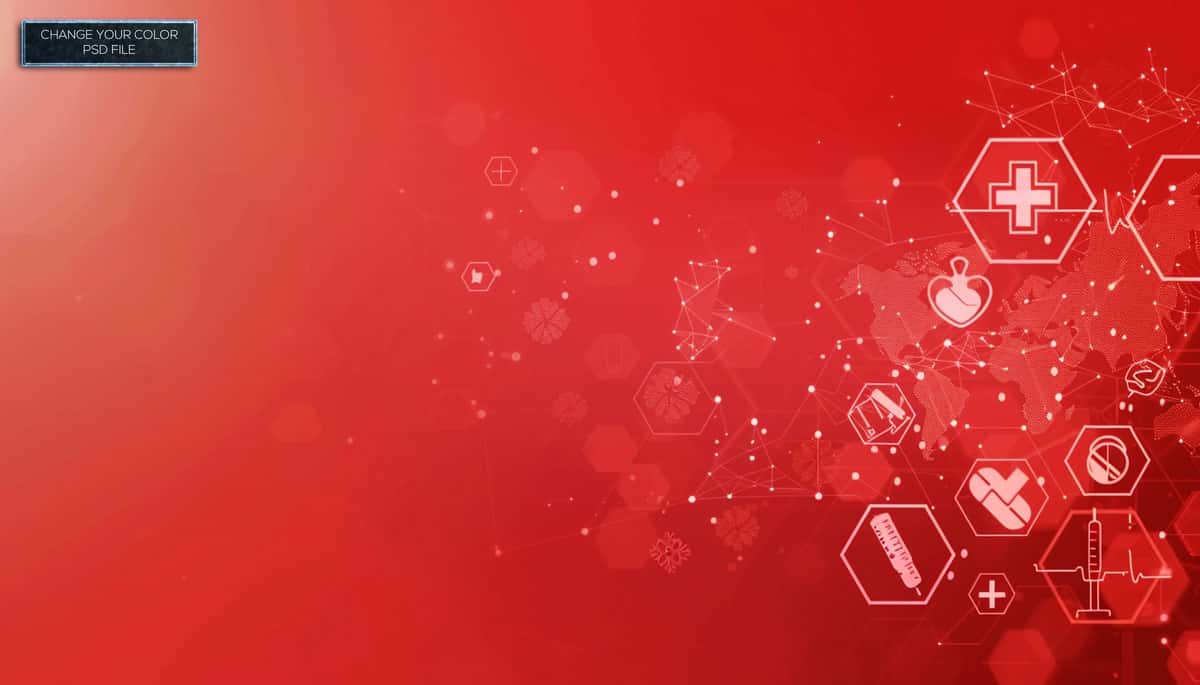 Mavhum vektor tasviri tibbiy tarmoq qizil fon bilan | Abstract vector illustration medical network red background with 1