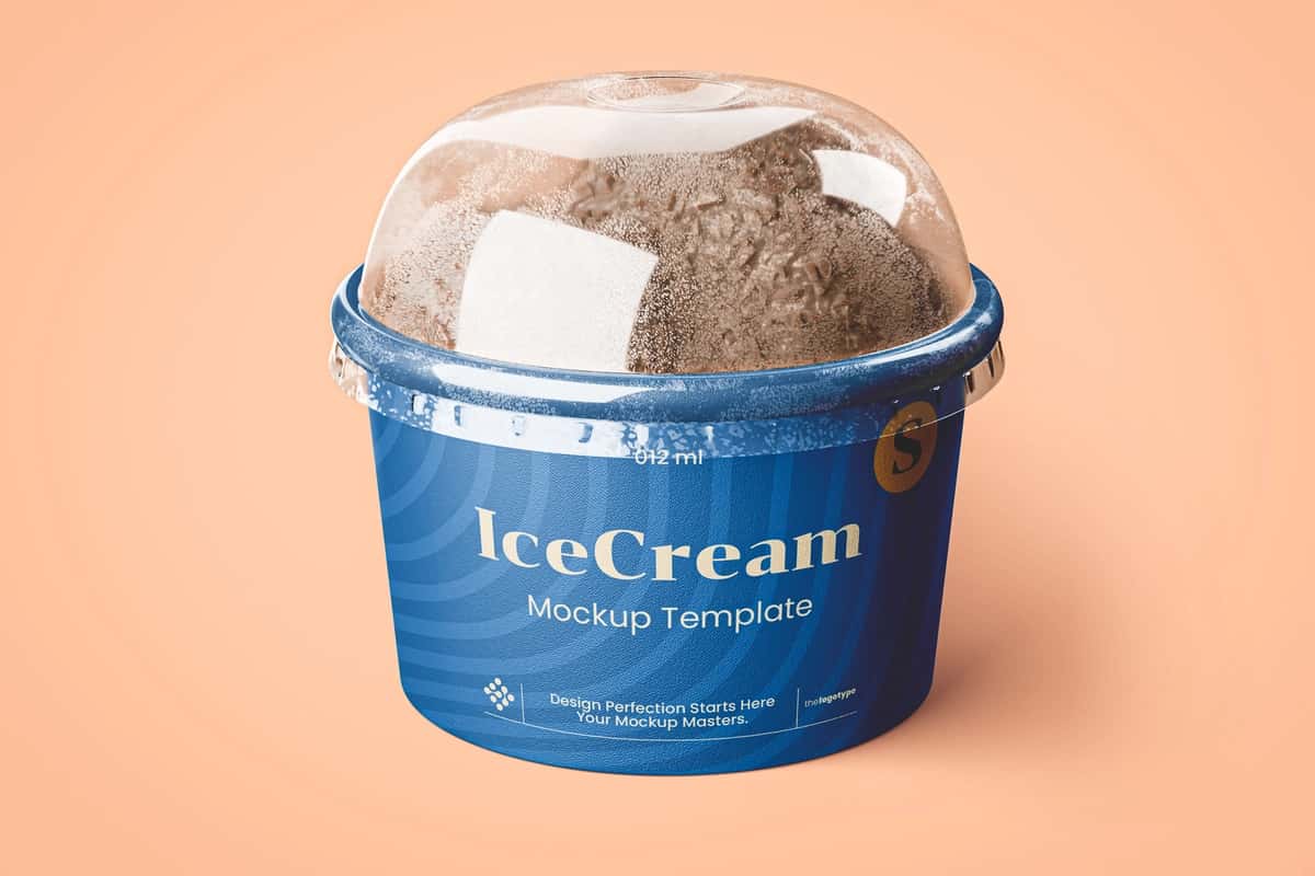 Kichik muzqaymoq vannasi maketi | Small ice cream tub mockup 1