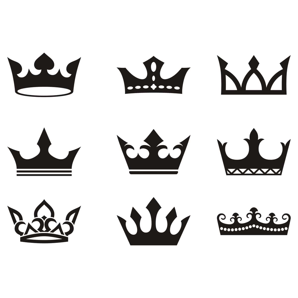Toj logotipi silueti | Crown logo set silhouette 1