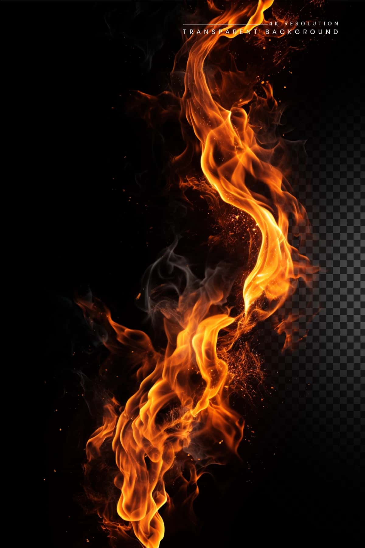 Haqiqiy olov alangasi shaffof fon | Realistic fire flames transparent background 1