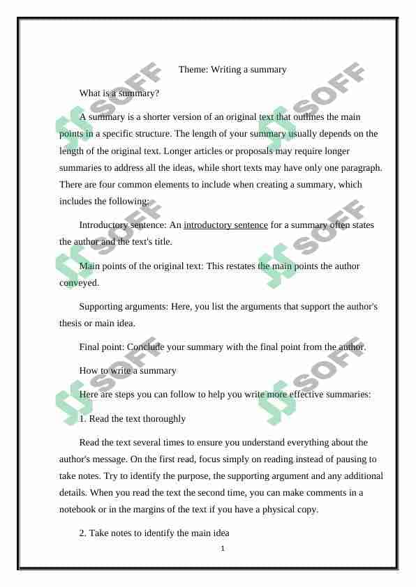 Writing a summary
