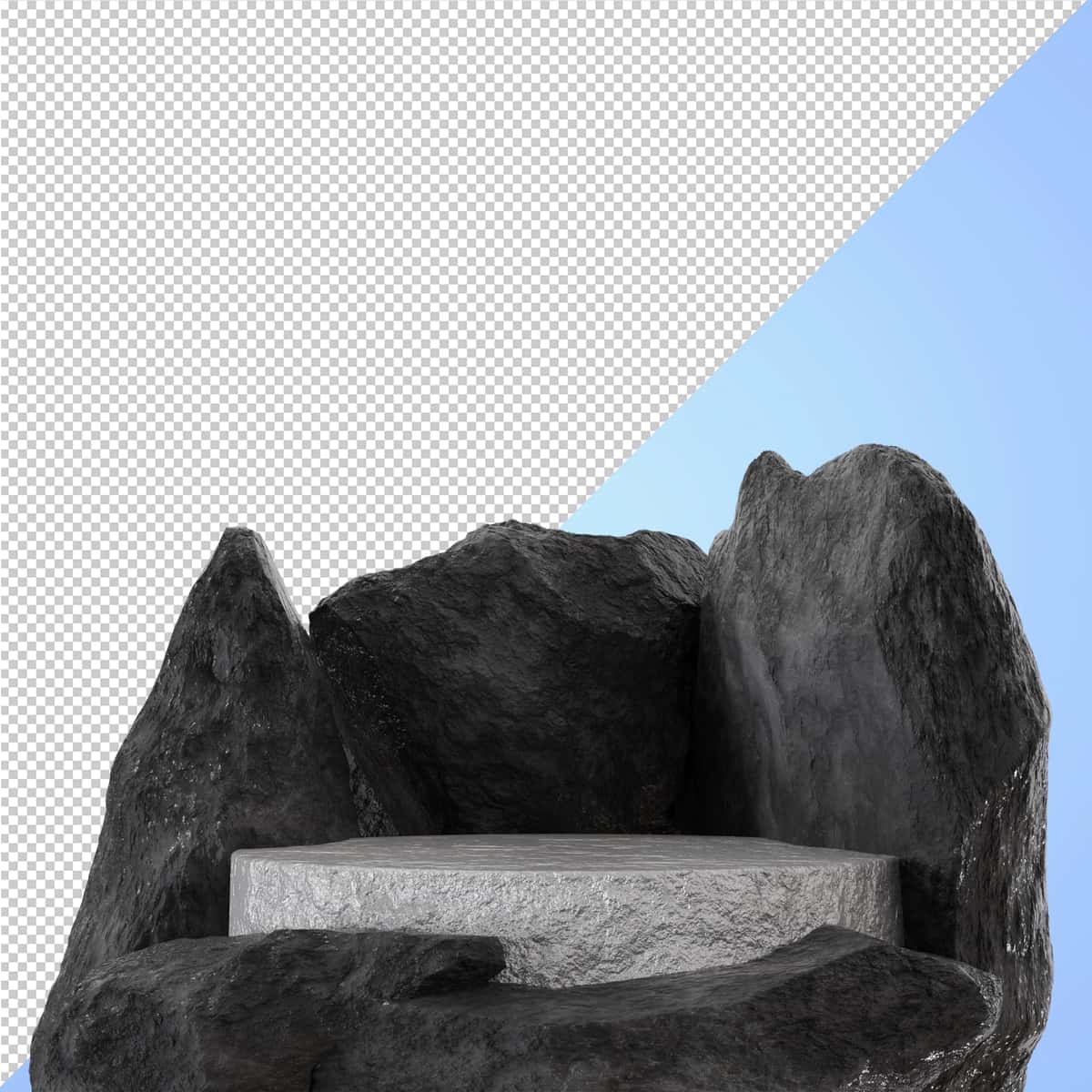 3D render kumush poydevor podiumi | 3d rendering silver pedestal podium 1