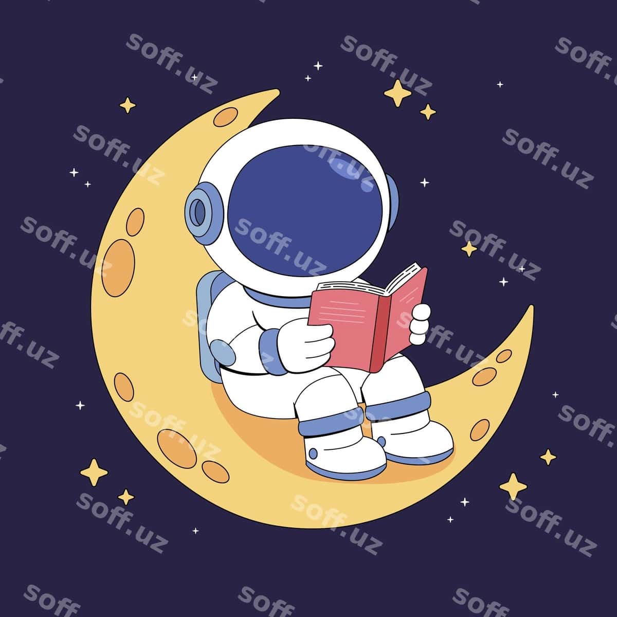 Oy kitobini o'qiyotgan kosmonavt | Astronaut reading book moon 1