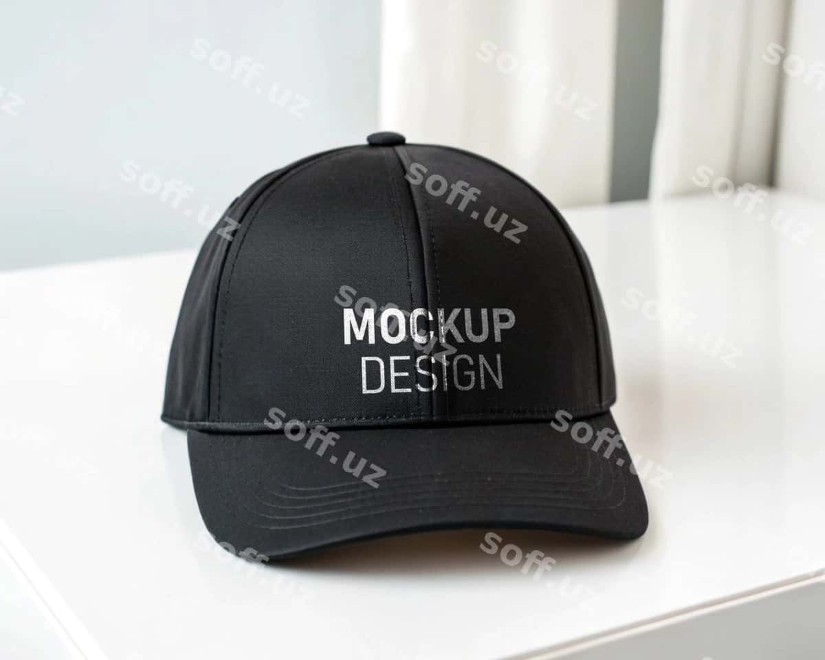 Qora shapka namuna oq fon | Black cap mockup white background 1