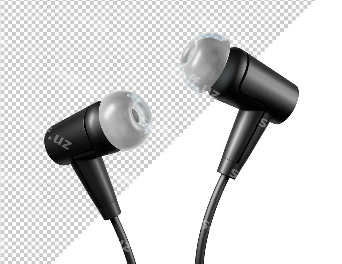 Qora tarmoqlanmagan quloqchinlar namunasi | Black wired headphones mockup 1
