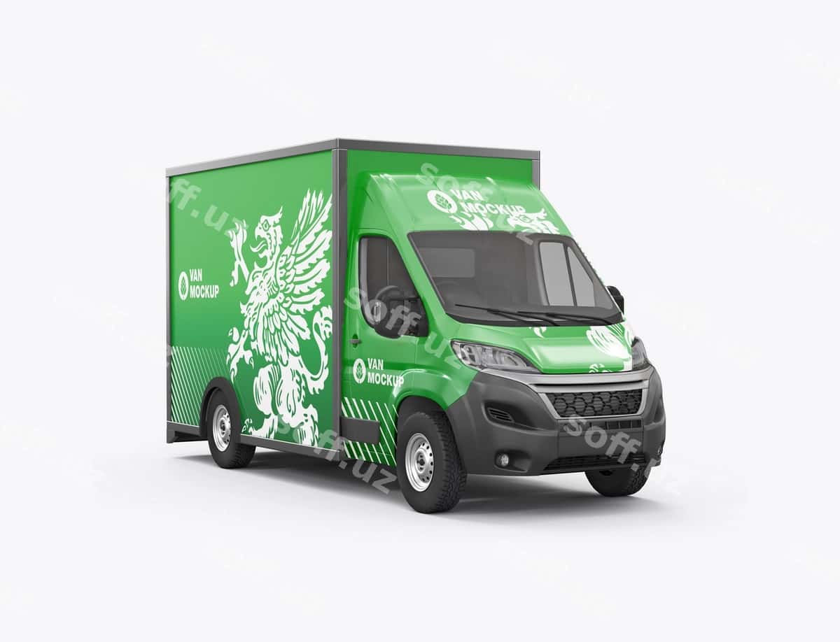 Qutili yuk mashinasi namunasi | Box truck mockup 1