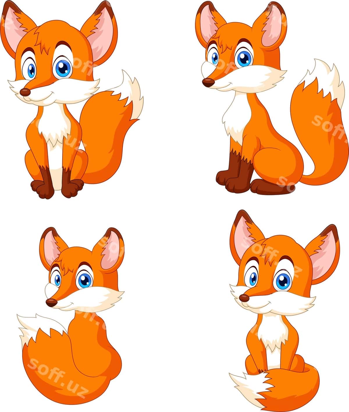 Karyakatur kichik tulki to'plam komplekti | Cartoon little fox collection set 1
