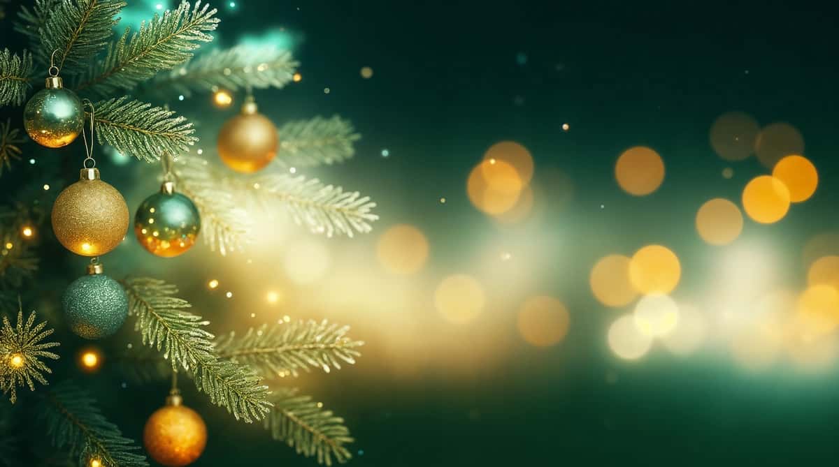 Rojdestvo daraxti bezaklari bokeh chiroqlari bilan | Christmas tree with ornaments bokeh lights 1