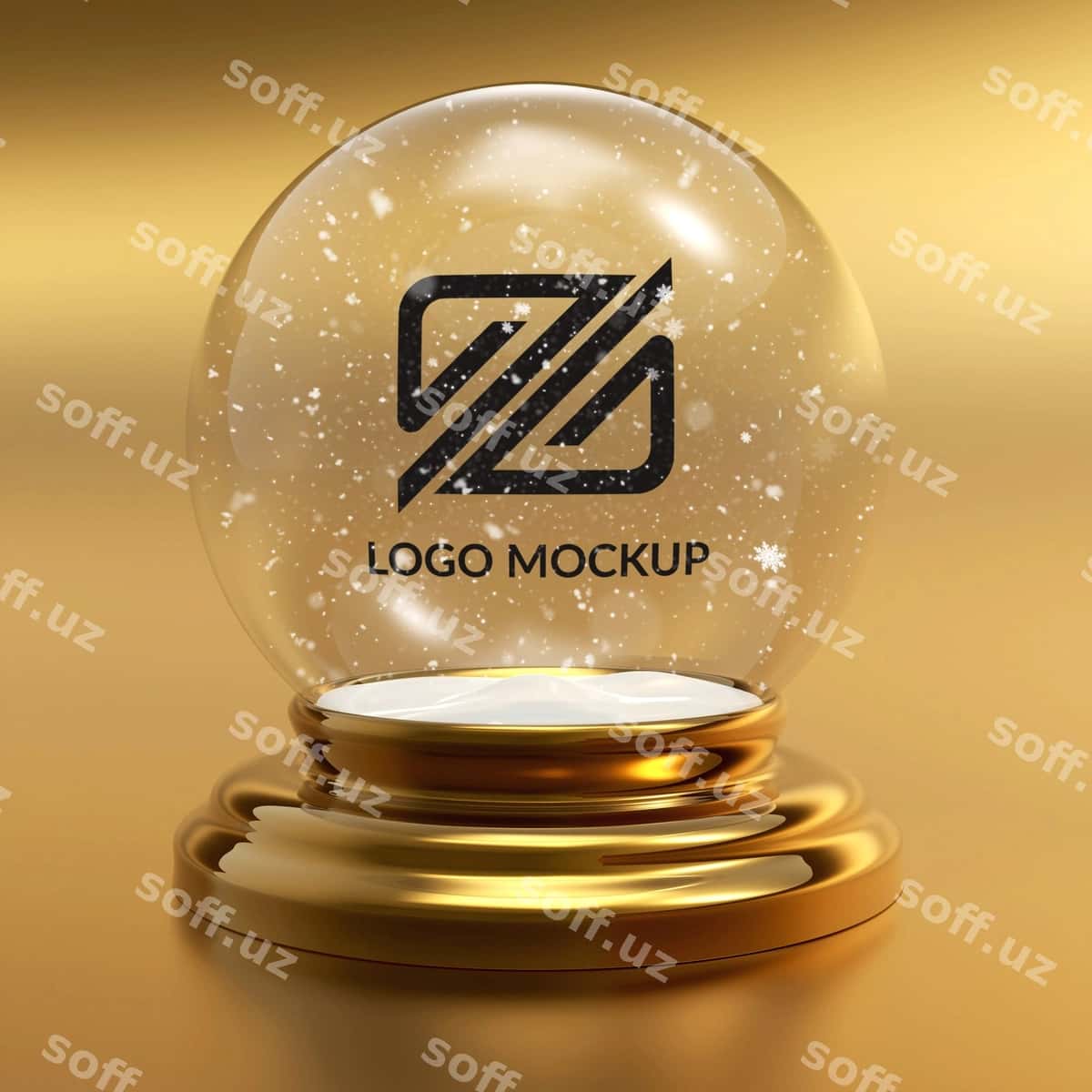 Yaqinlik logotip namunasi qar qulagi | Close up logo mockup snowball 1