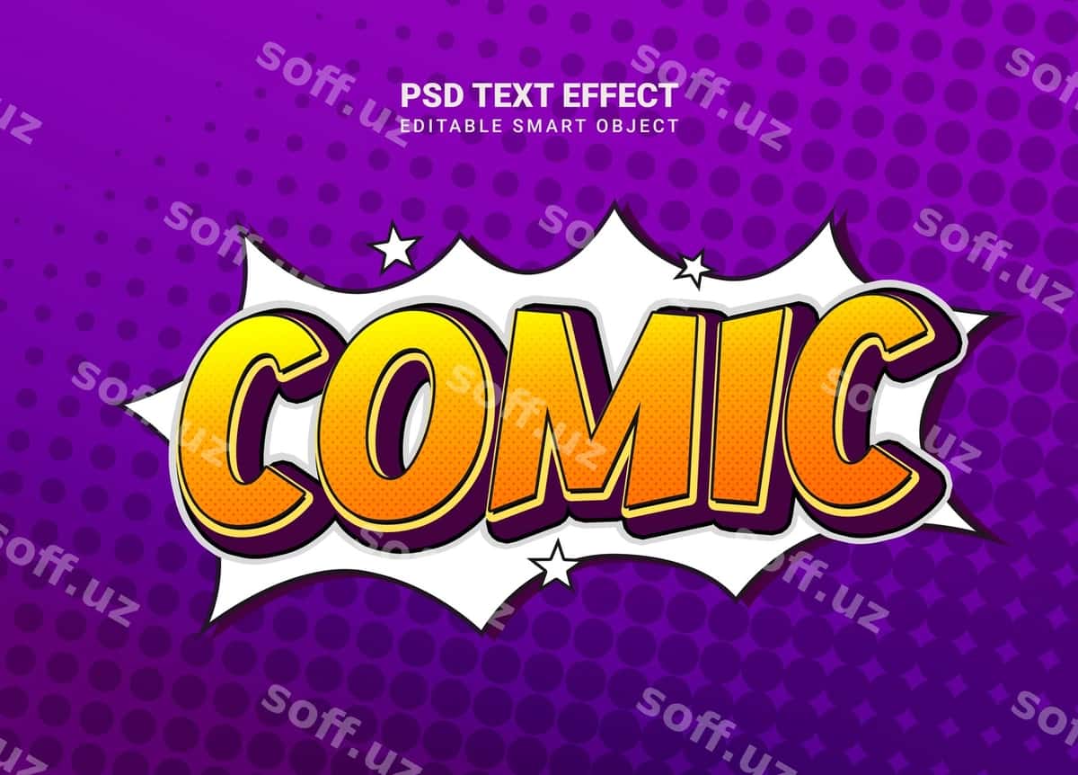 Komik matn stil effekti | Comic text style effect 1