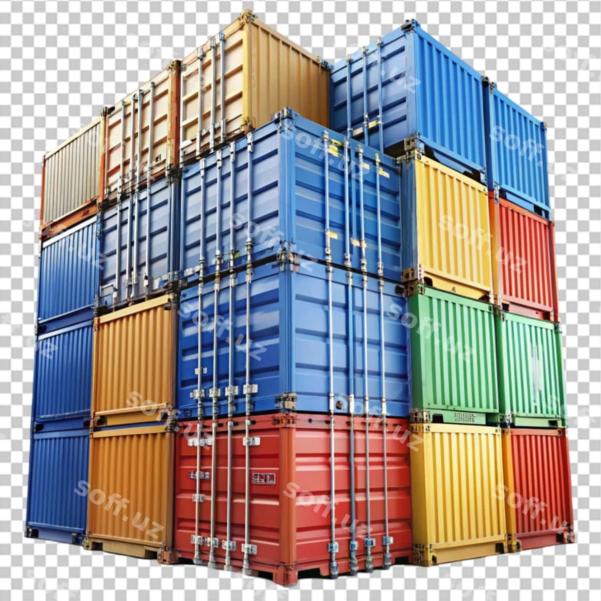 Konteynerlar to'plami oq fon | Container stack white background 1