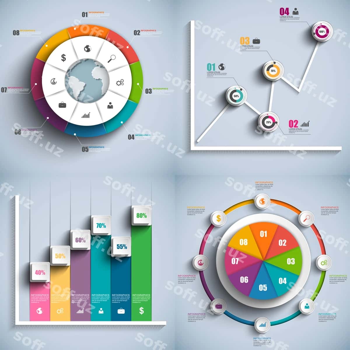 Ijodiy infografika shabloni | Creative infographics template 1