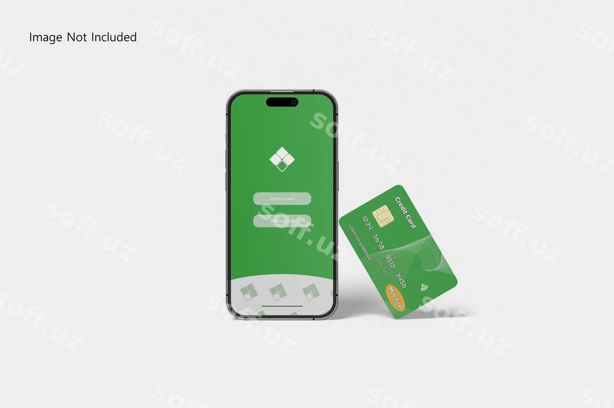 Kredit karta telefon namunasi 3d render | Credit card phone mockup 3d rendering 1