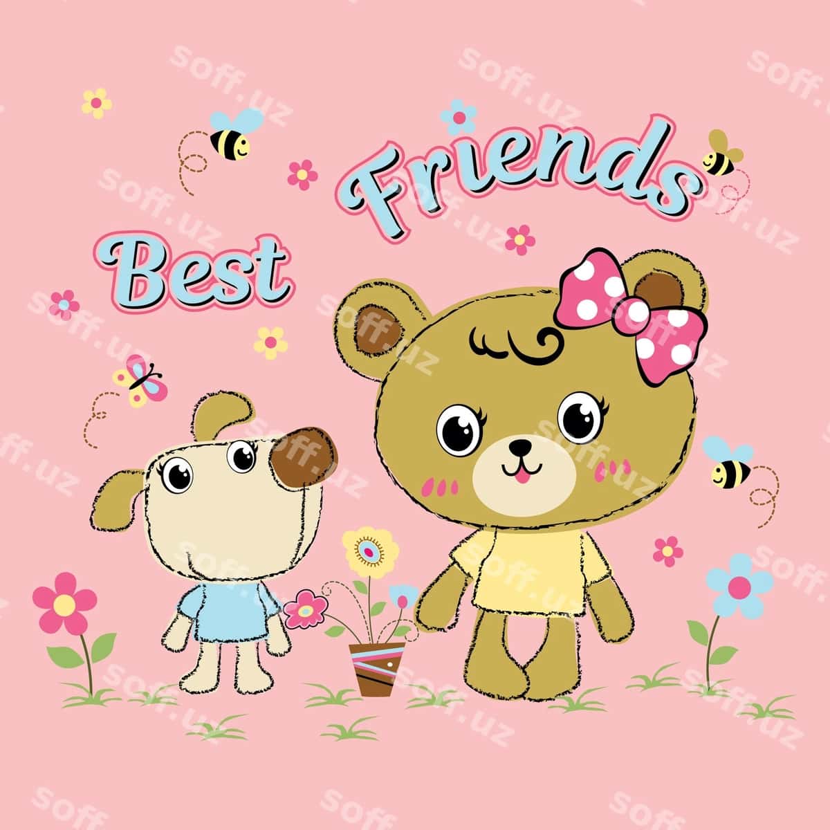 Chiroyli ayiq do'stlari bilan o'yin o'tkazuvchi vektor | Cute bear playing with friends vector 1