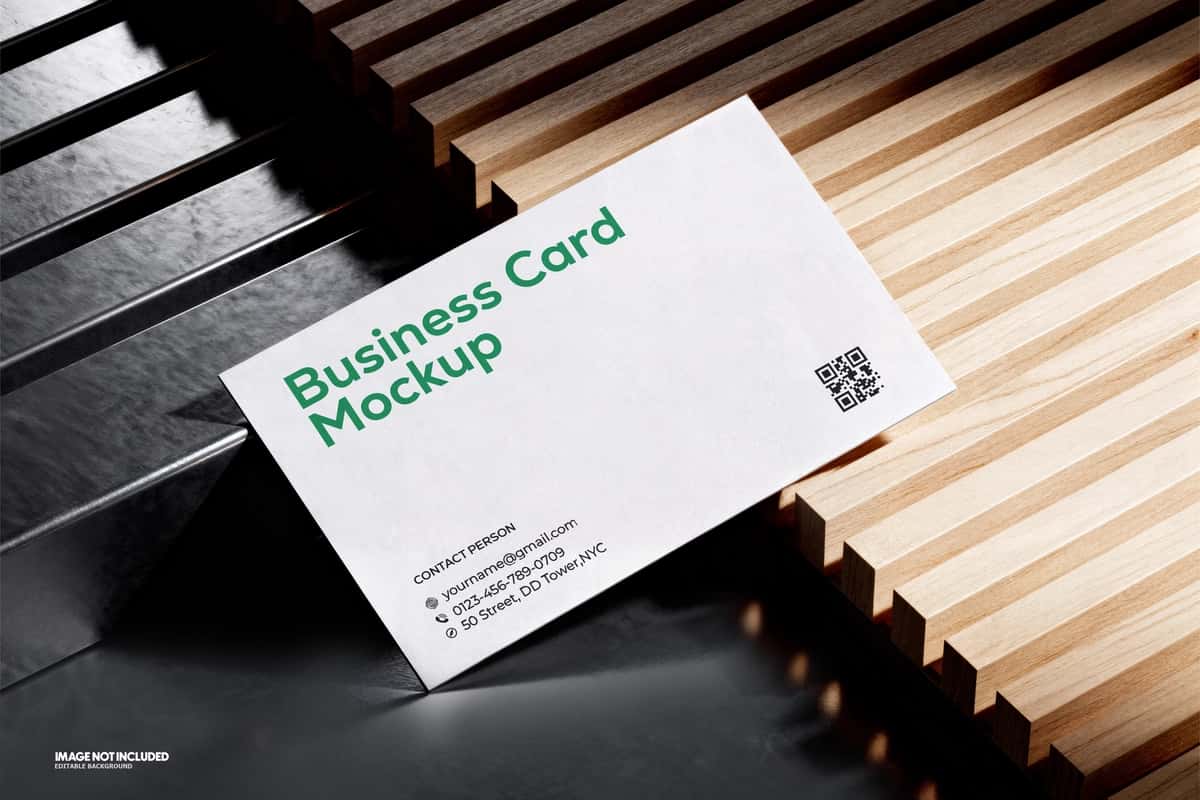 Minimal fon bilan tashrif qog'ozi maketi | Business card mockup with minimal background 1