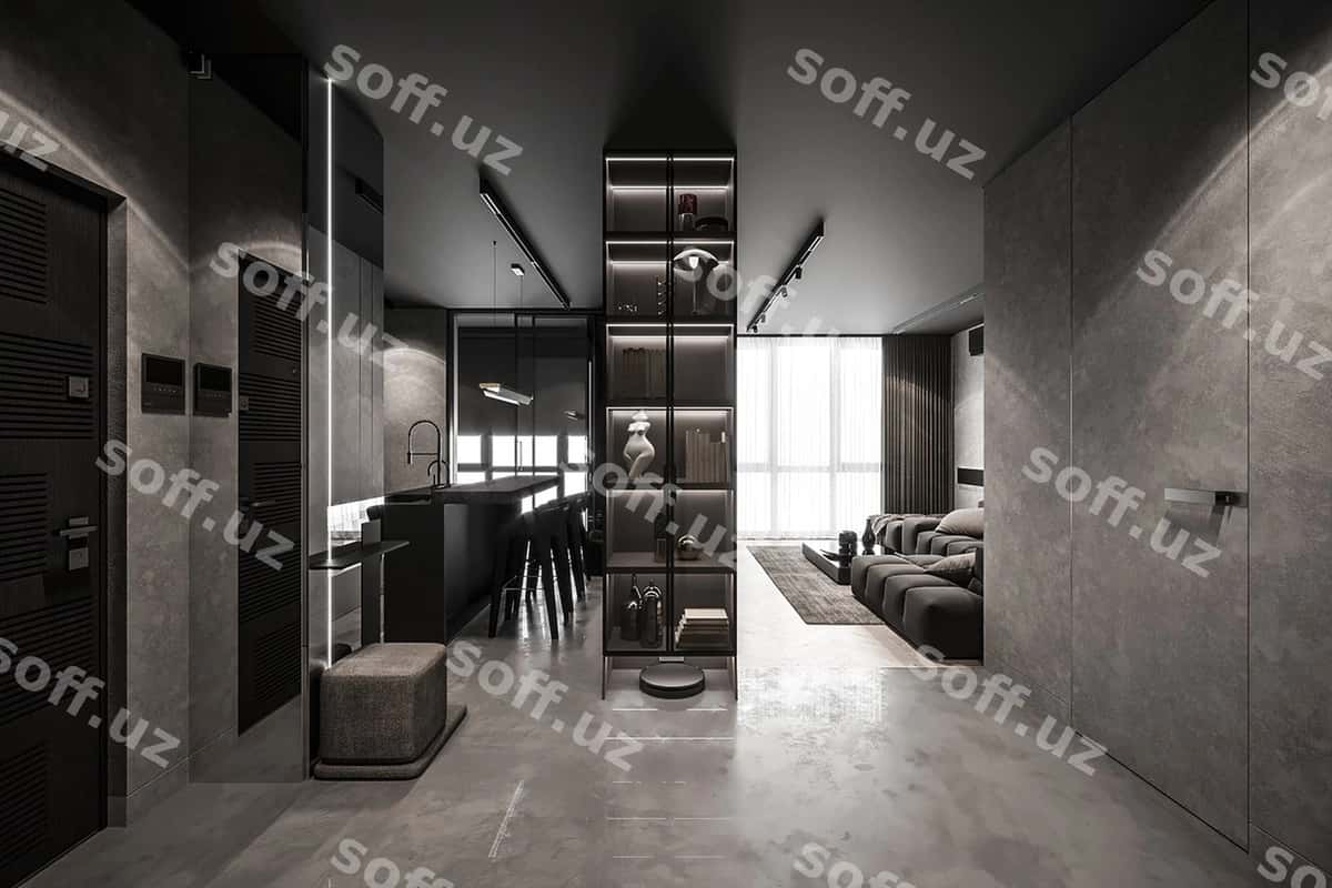 Qora zamonaviy kvartira ichki dekori | Dark modern apartment interior 1
