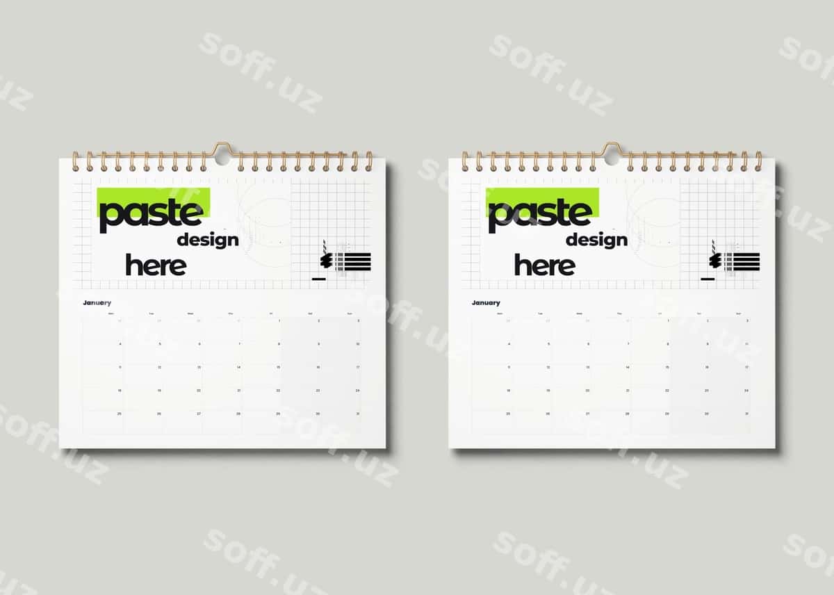 Dekorativ namuna kalendar devori | Decorative mockup calendar wall 1