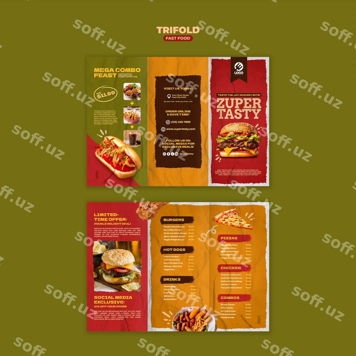 Mazali fast food shabloni | Delicious fast food template 1