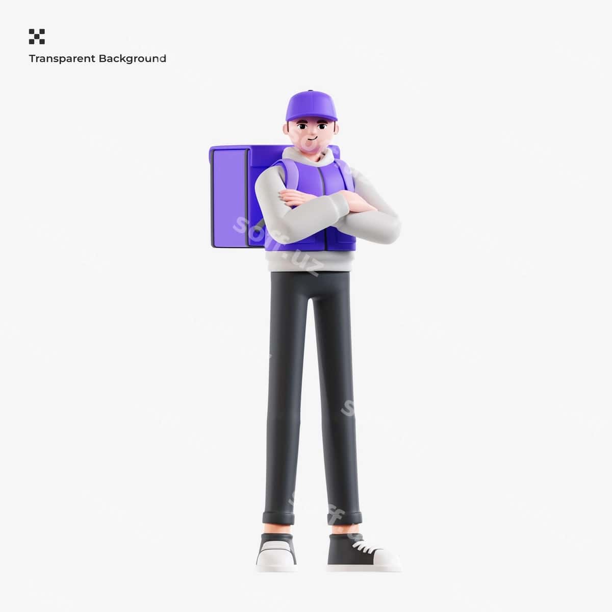 Yetkazib beruvchi erkak 3d illustratsiyasi | Delivery man 3d illustration 1