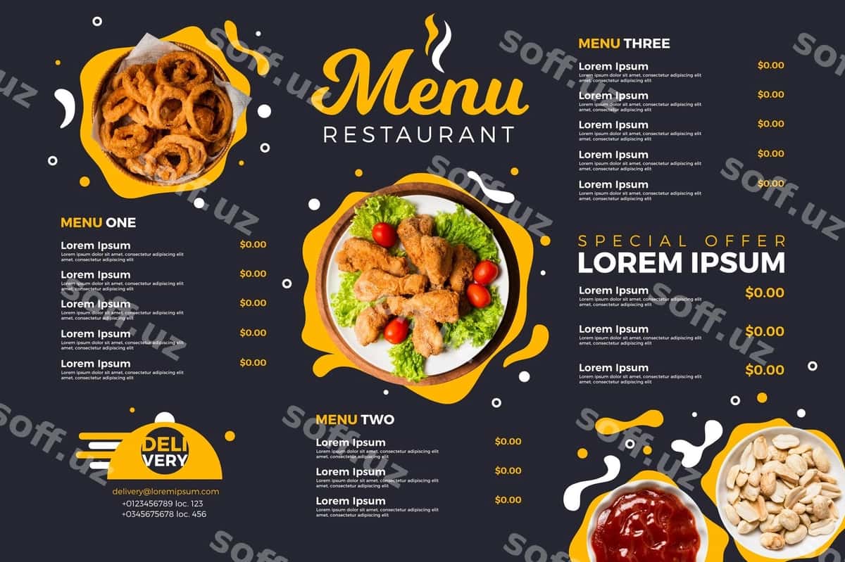 Raqamli restoran menyusi gorizontal formati | Digital restaurant menu horizontal format 1