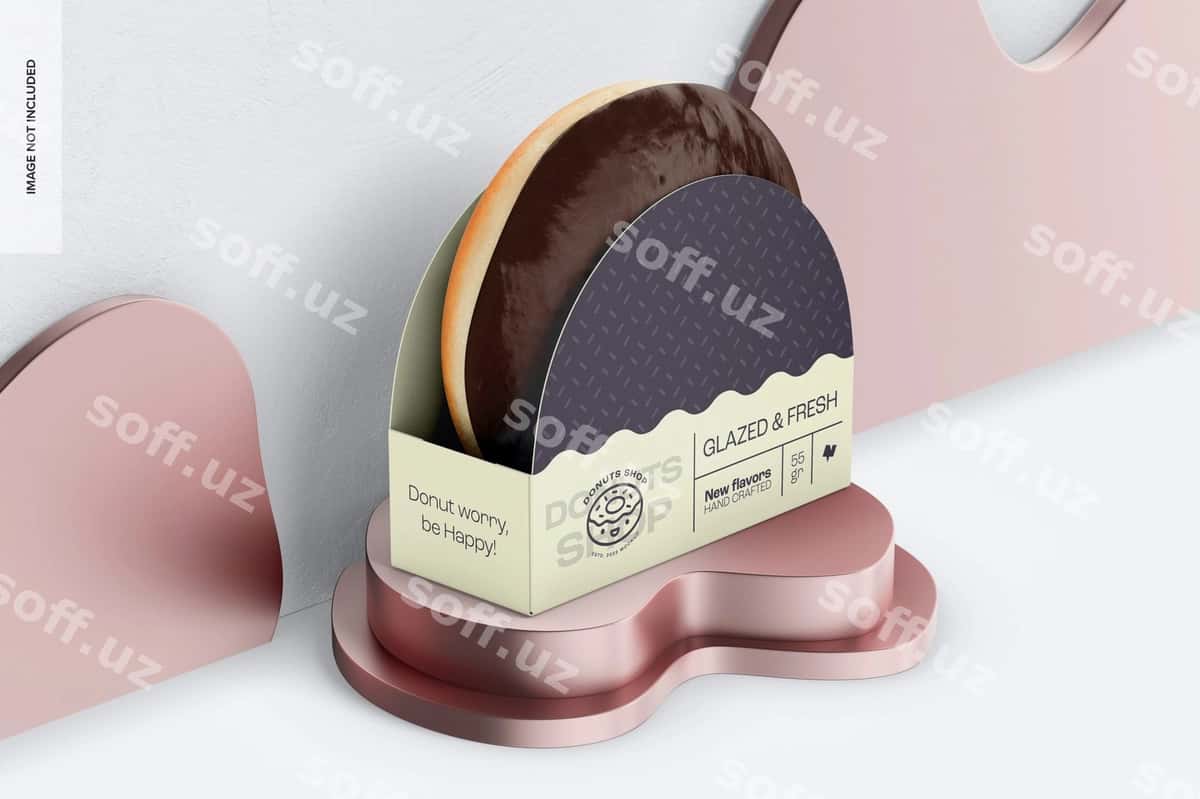Donut qog'oz qutisi namuna perspektivasi | Donut paper box mockup perspective 1