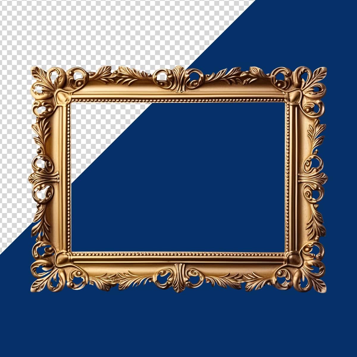 Moviy fon oq ko'k fon bilan oltin ramka | Gold frame with blue background white blue background 1