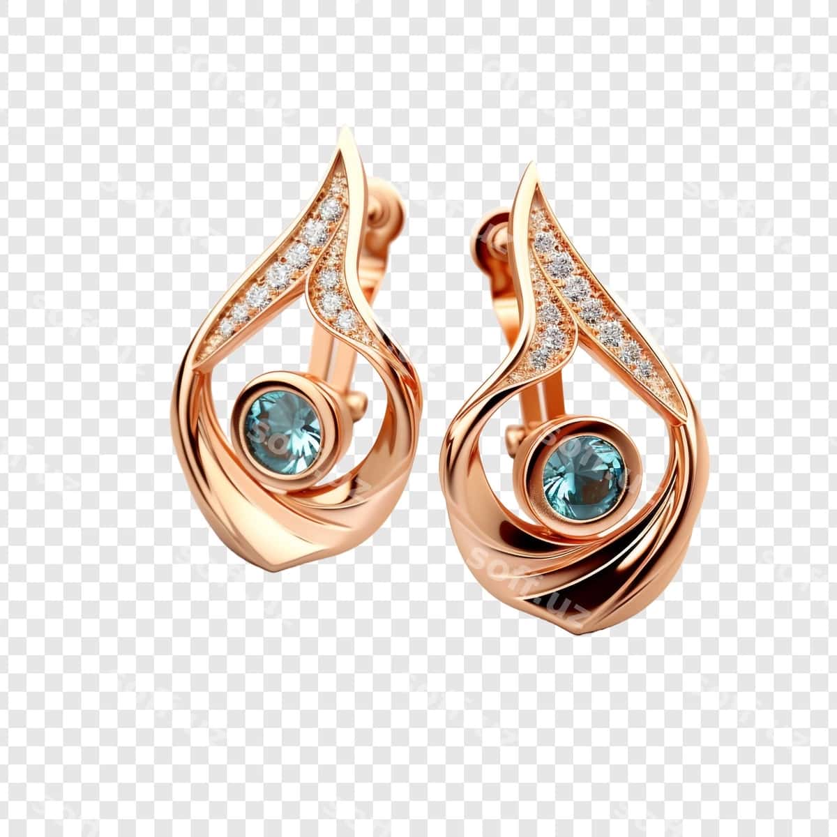 Sirg'alar shaffof fonda ajratilgan | Earrings isolated transparent background 1