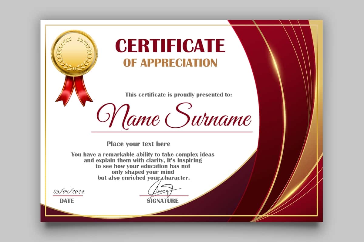Gradient nafis sertifikat shabloni | Gradient elegant certificate template 1
