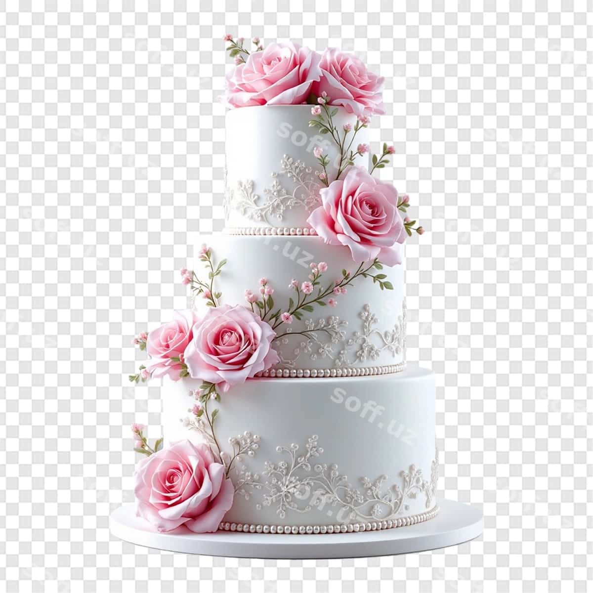 Chiroyli uch qatlamli turmali tort | Elegant threelayered wedding cake 1