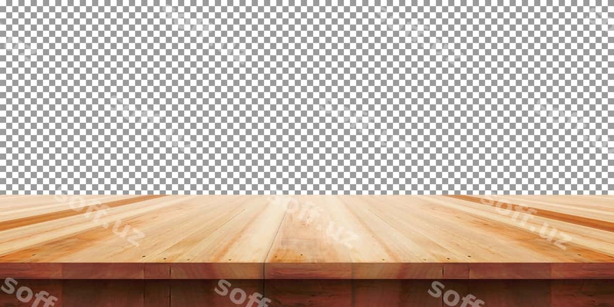 Bo'sh yog'ochli stol shaffof orqa fonda | Empty wooden table transparent background 1