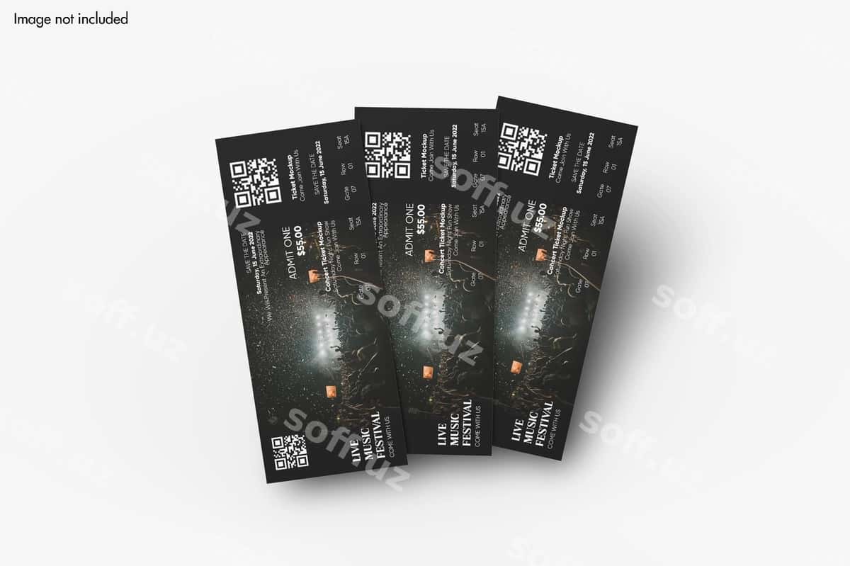 Tadbir chipta namunasi | Event ticket mockup 1