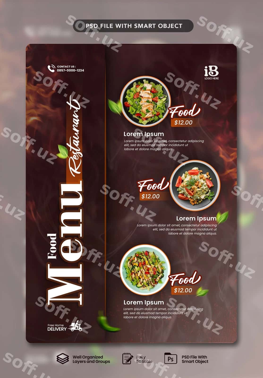 Tez ovqatlanish menyusi shabloni | Fast food menu template 1