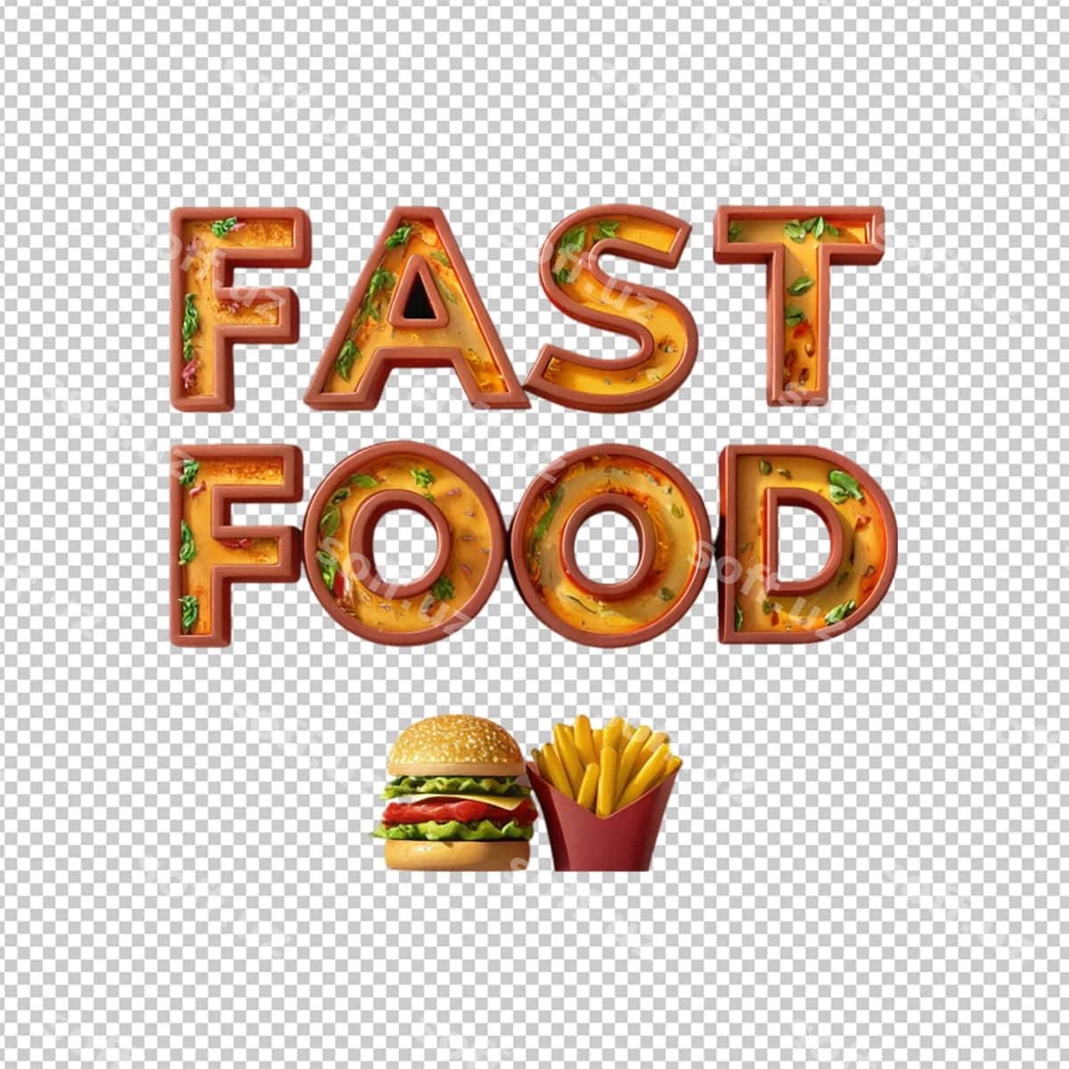 Tez ovqat effekti shabloni | Fast food text effect template 1