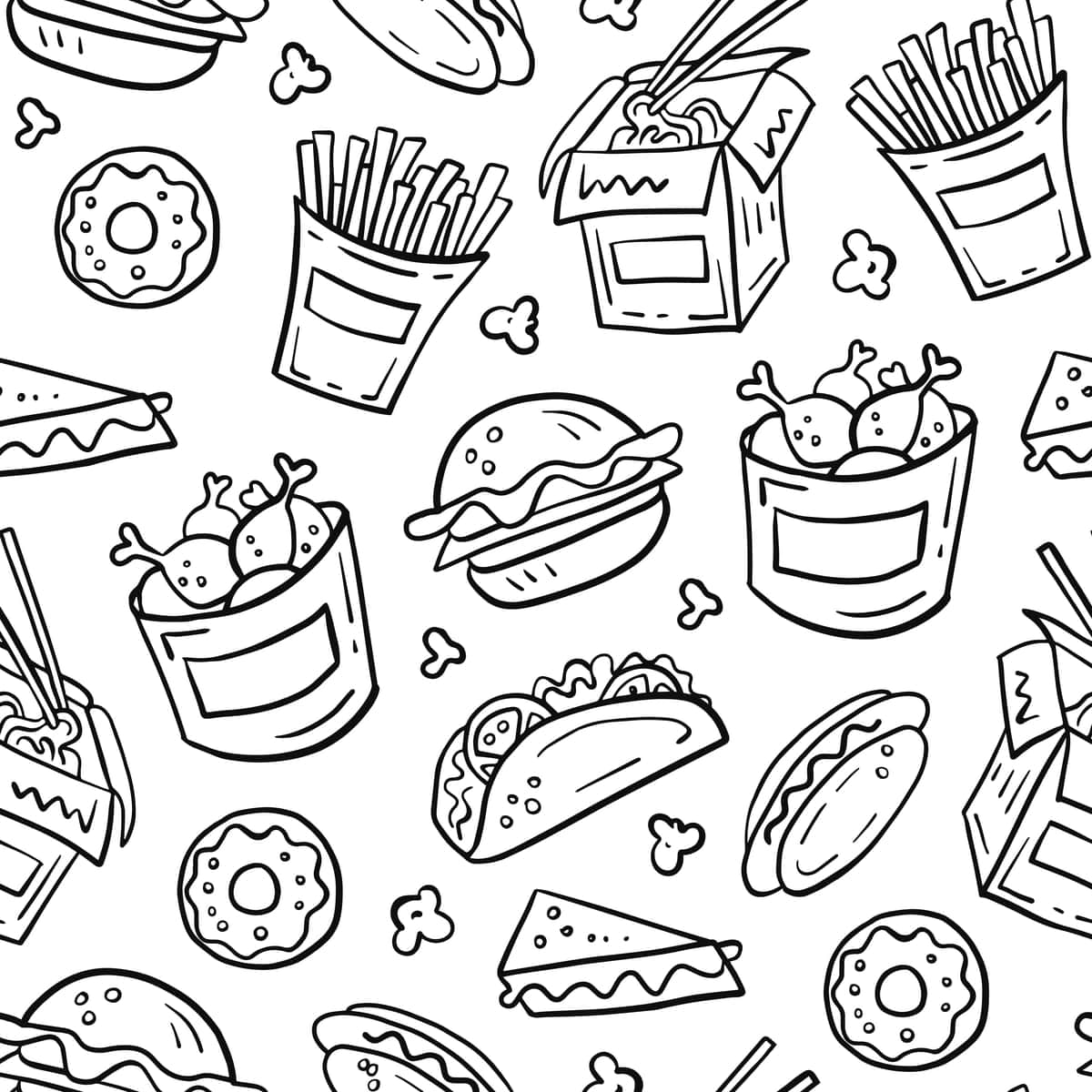 Fast tamaddi qilishga choksiz naqsh | Fast food seamless pattern 1