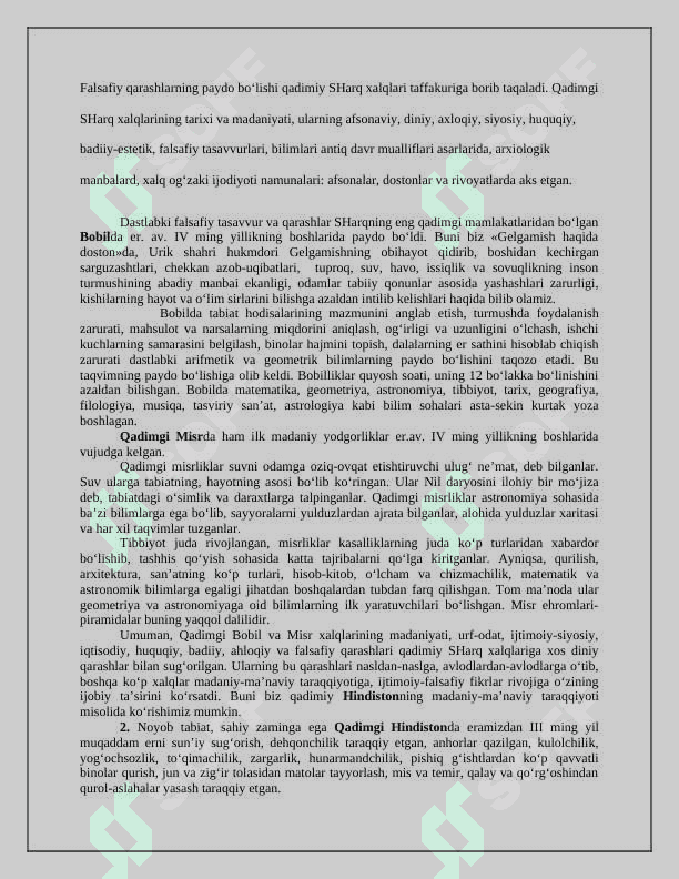 Falsafiy tafakkur taraqqiyoti bosqichlari sharq falsafasi 2