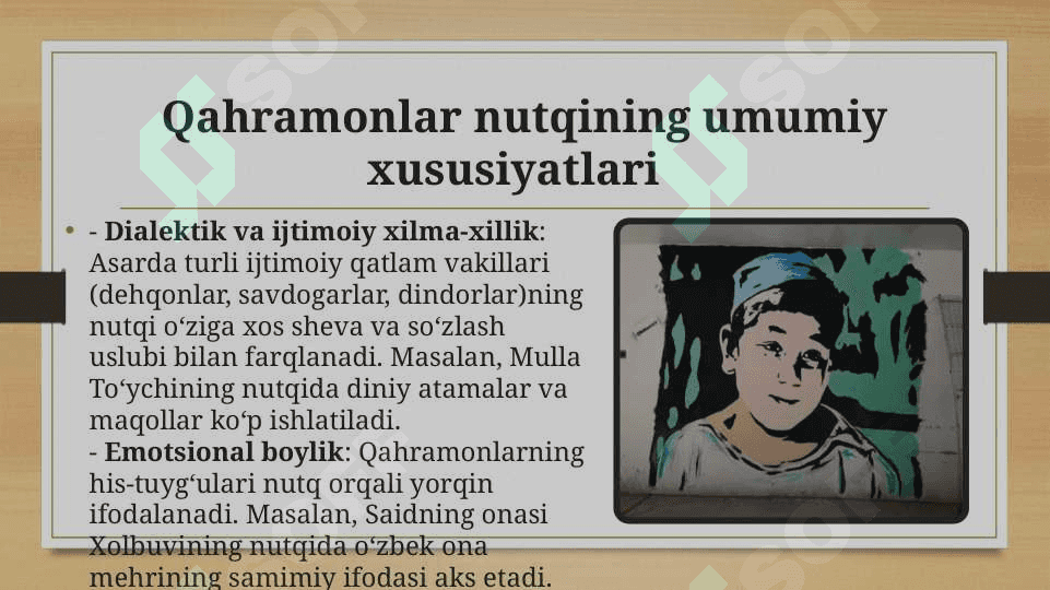 Shum bola asarida qahramonlar nutqida ishlash 4