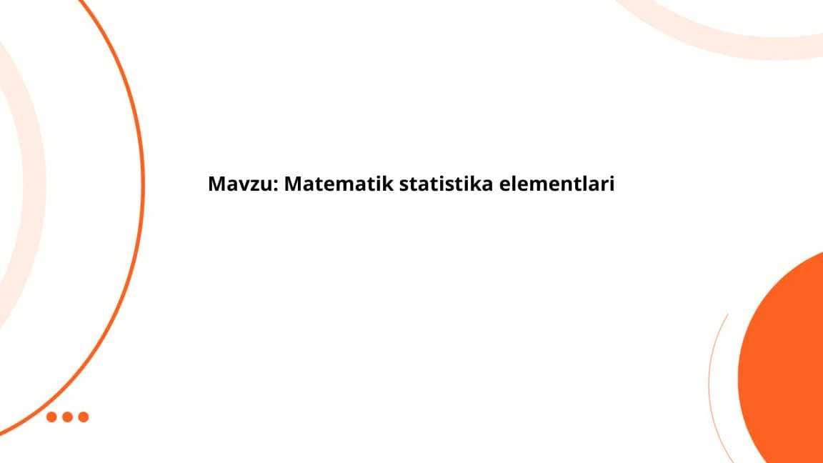 Matematik statistika elementlari