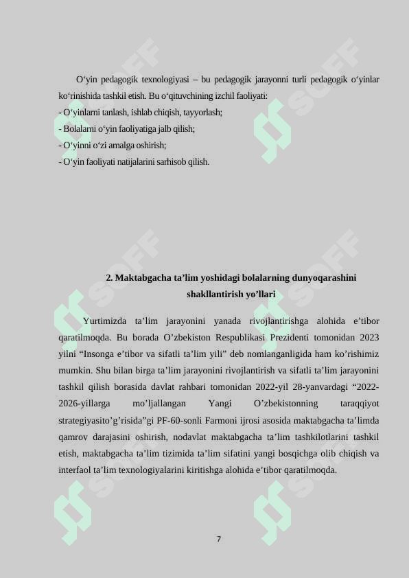 Maktabgacha ta’lim yoshidagi bolalarni dunyo qarashini shakllantirishda oʻyinchoqlarni ahamiyati 7