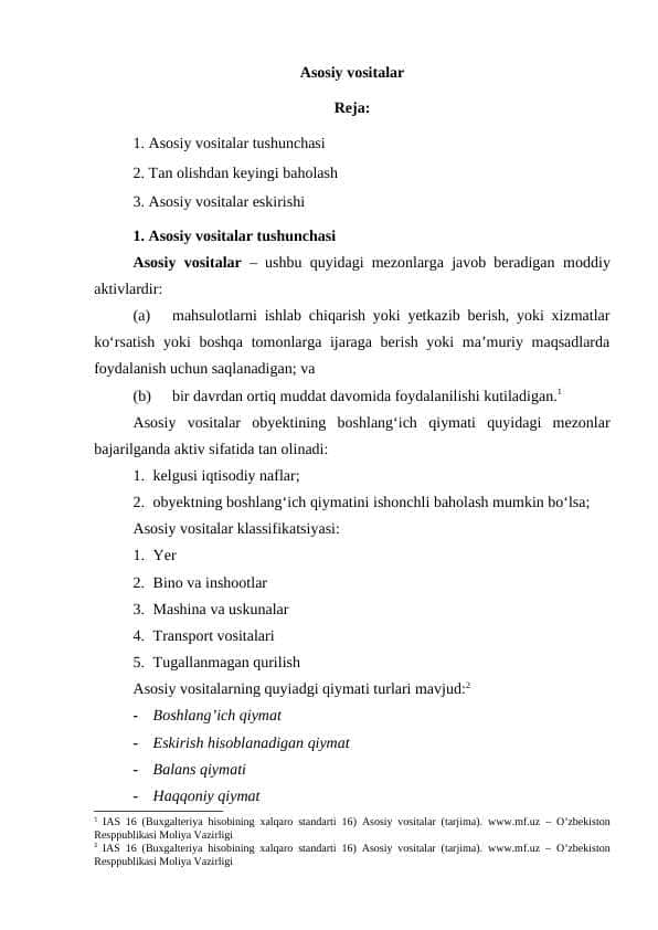 Asosiy vositalar