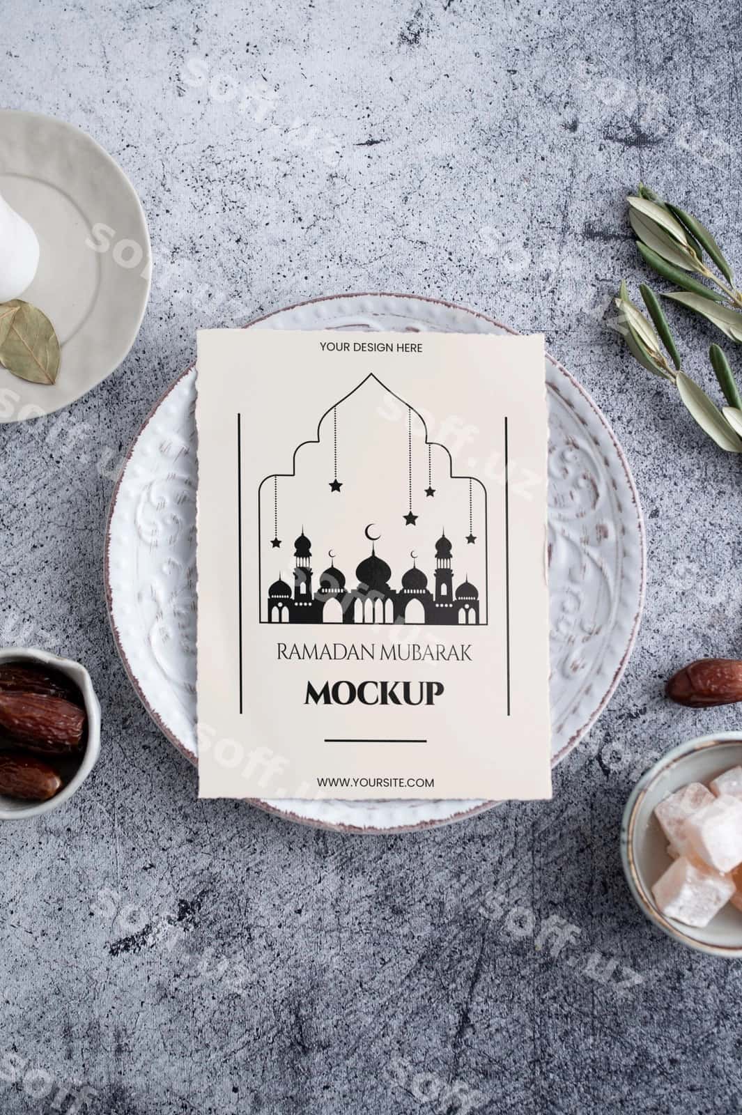 Flatt lay Ramazon ramka mockup | Flat lay ramadan frame mockup 1