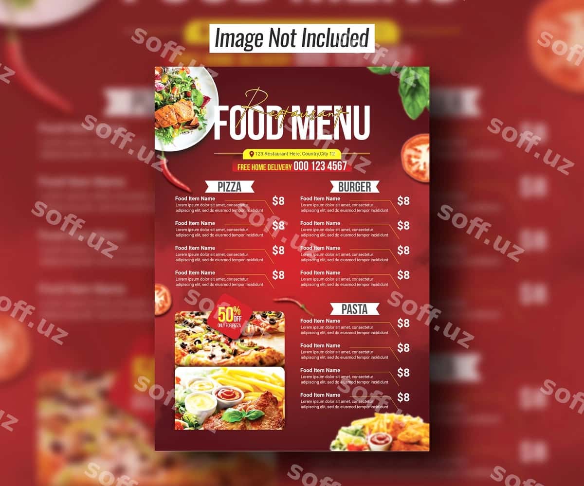 Oziq-ovqat menyusi plakat dizayni | Food menu poster design 1