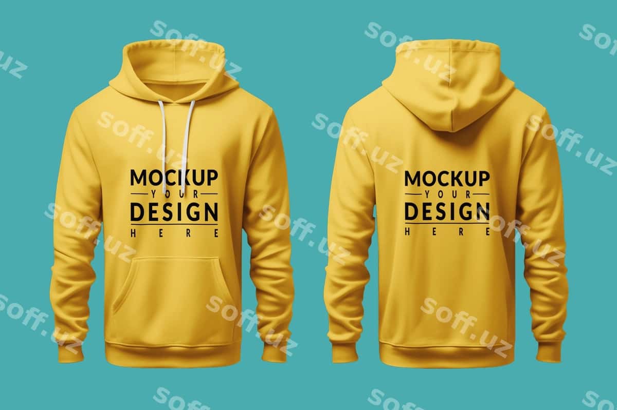 Old va orqa ko'rinish svitshot namunasi | Front back view hoodie mockup 1