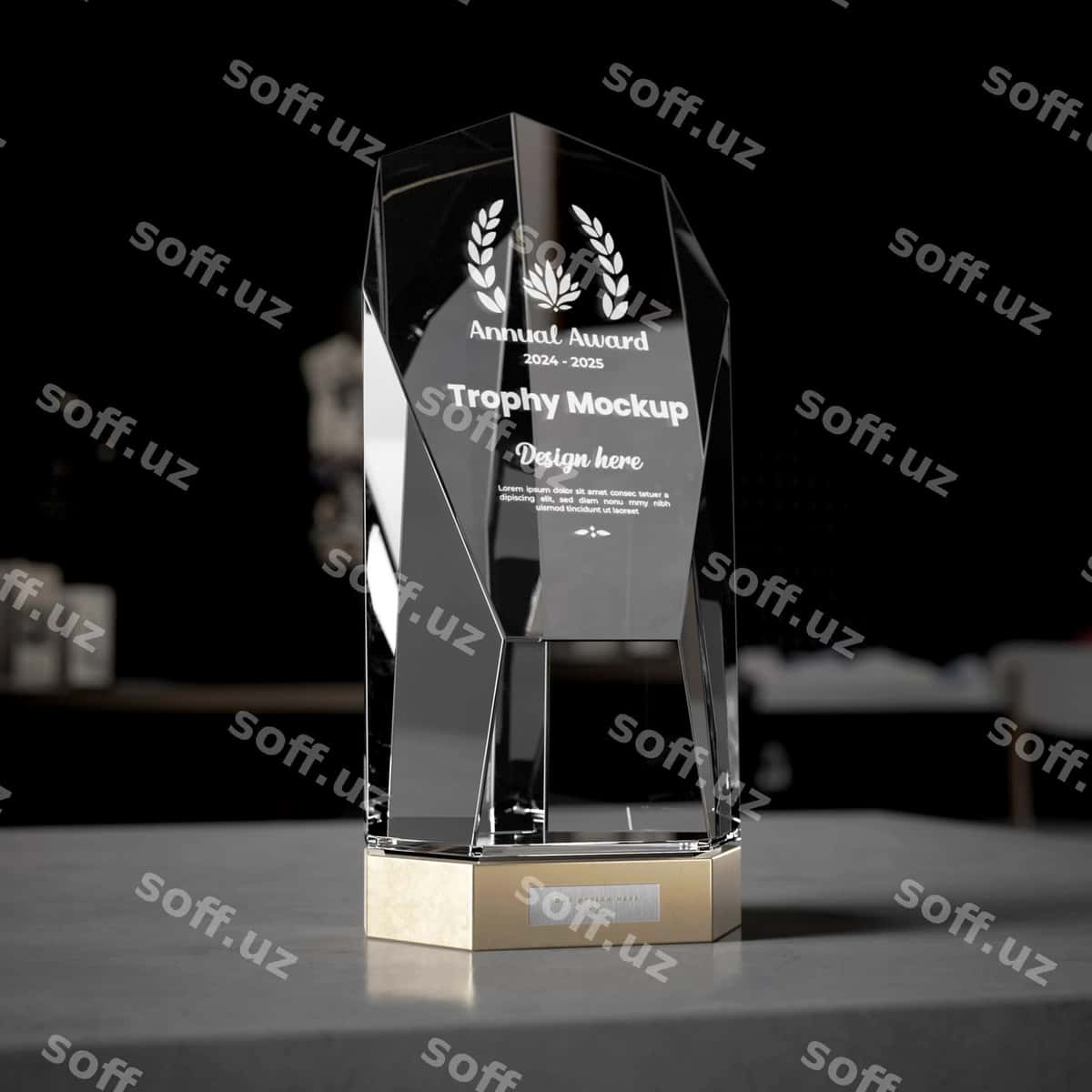 Shisha sohib namuna dizayni | Glass trophy mockup design 1