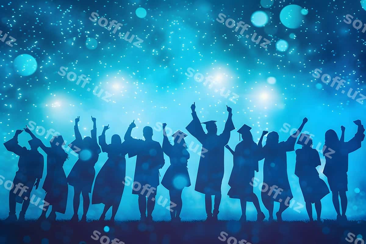 Bitiruv marosimi vektor tasviri | Graduation ceremony vector illustration 1