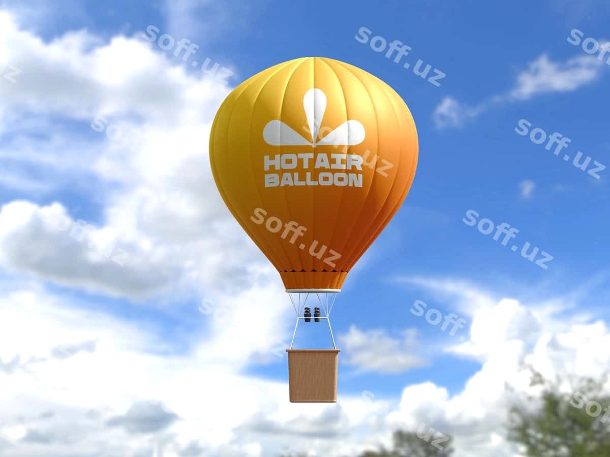 Sovuq havo sharqi logotipi mockup | Hot air balloon logo mockup 1
