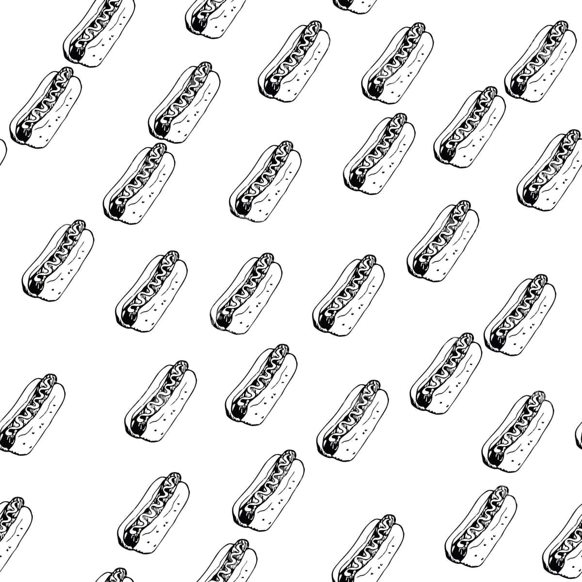 Hotdog muammosiz fon qora oq | Hotdog seamless background black white 1